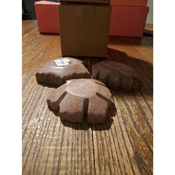 A Greater Gift Set 3 Marble Stone Like Leaf Tea Light Candle Holders Fall Decor - Picture 11 of 11